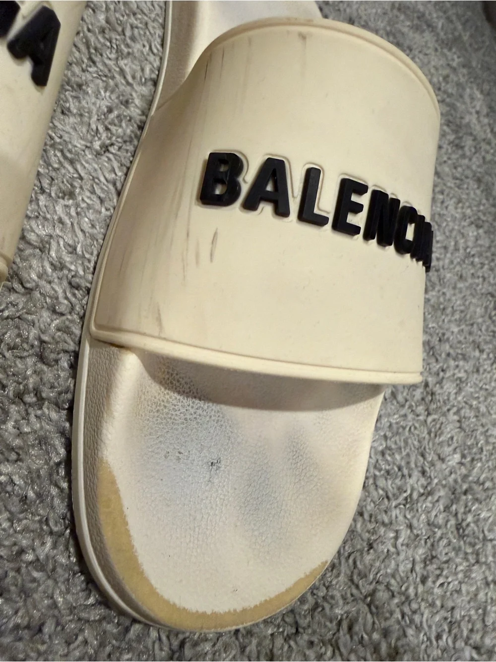 Balenciaga Cream Slide Sandals with Logo Size 11